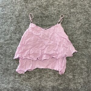 MYNE Ashley Ann Blush Ruffle Spaghetti Strap Cami MMM